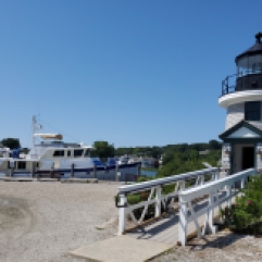 A replica of the Brant Point Light house built in 1746 in Nantucket, the lowest lighthouse in New England with the light only 26' above sea level.