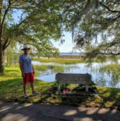 The sign reads, "This view presented by City of Beaufort." There are such lovely views of the water, homes and live oak trees dripping with Spanish moss.